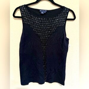 Magaschoni Black Embellished Tank Top. NEW
